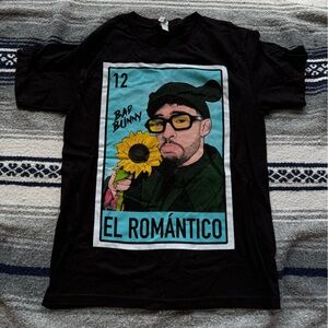 American Apparel Bad Bunny “El Romántico” Black T-Shirt Size Small